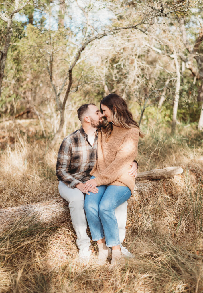 Winter beach engagement 