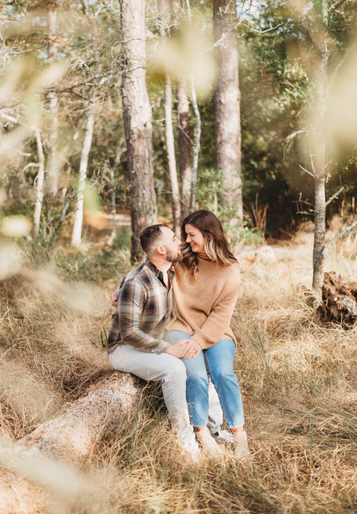 Winter beach engagement 