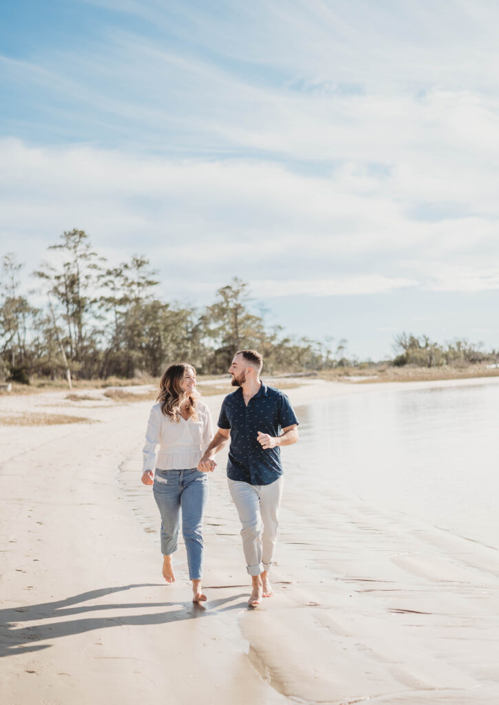 Winter beach engagement 